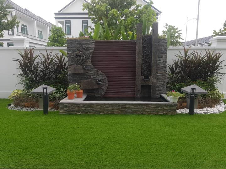 artificial grass garden fountain